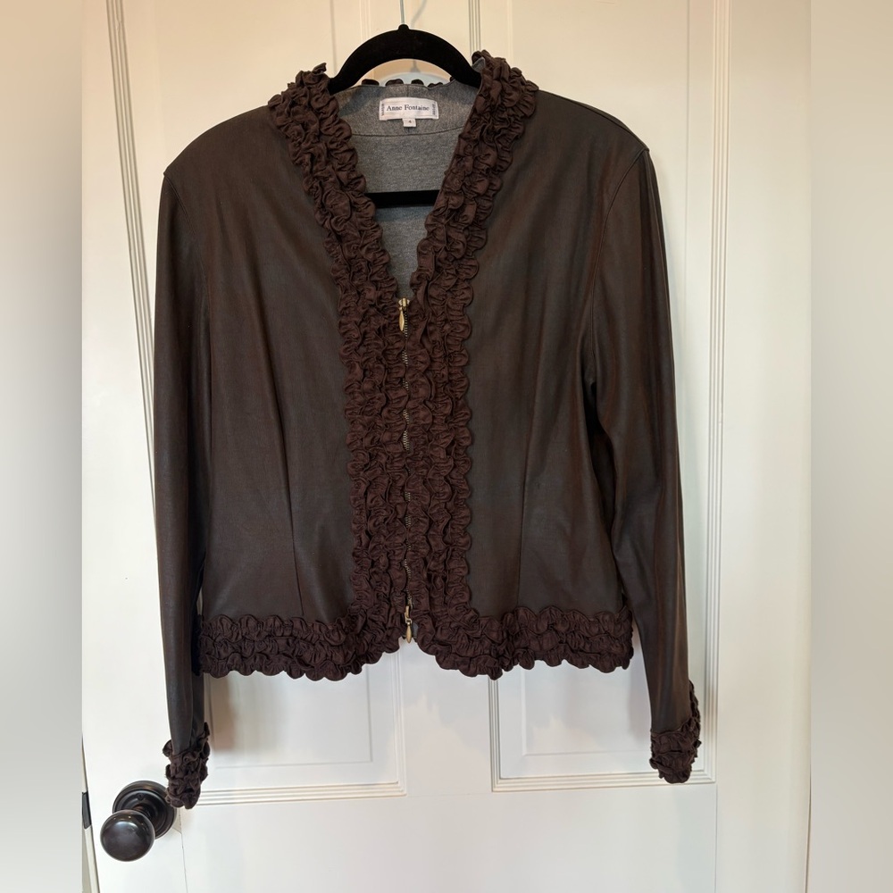 Anne Fontaine Brown Ruffled Jacket